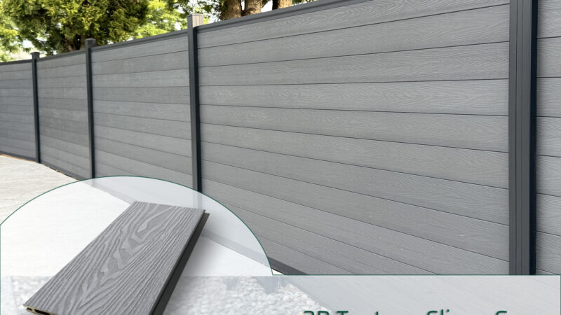 3D Composite Fence 6×6 Sliver Grey